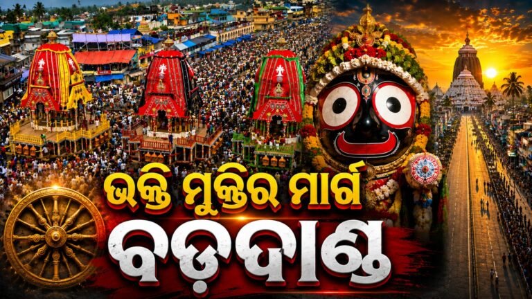 ଭକ୍ତି ମୁକ୍ତିର ମାର୍ଗ ବଡ଼ଦାଣ୍ଡ, ପୁରୀ ରଥଯାତ୍ରାର ତିନି ରଥ, ଶ୍ରୀଜଗନ୍ନାଥ ଏବଂ ଶ୍ରୀମନ୍ଦିରର ଦୃଶ୍ୟ