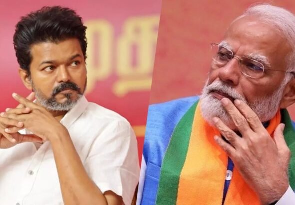 Vijay Thalapathy with Amit Shah at the South Zonal Council meeting