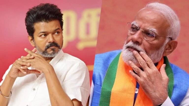 Vijay Thalapathy with Amit Shah at the South Zonal Council meeting